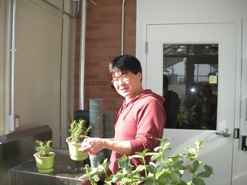 Ryuichi in the greenhouse