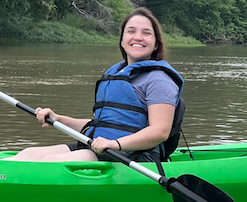 Amanda T. S. kayaking on Bastrop River
